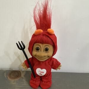 Vintage Russ Troll Wishnik Doll Cute Li'l Devil 5" With Pitchfork & Outfit